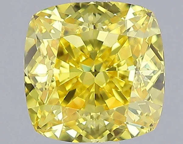 1.56ct Cushion brilliant Lab Grown Diamond (Color Fancy Vivid Yellow, Clarity VVS1, IGI Certified)